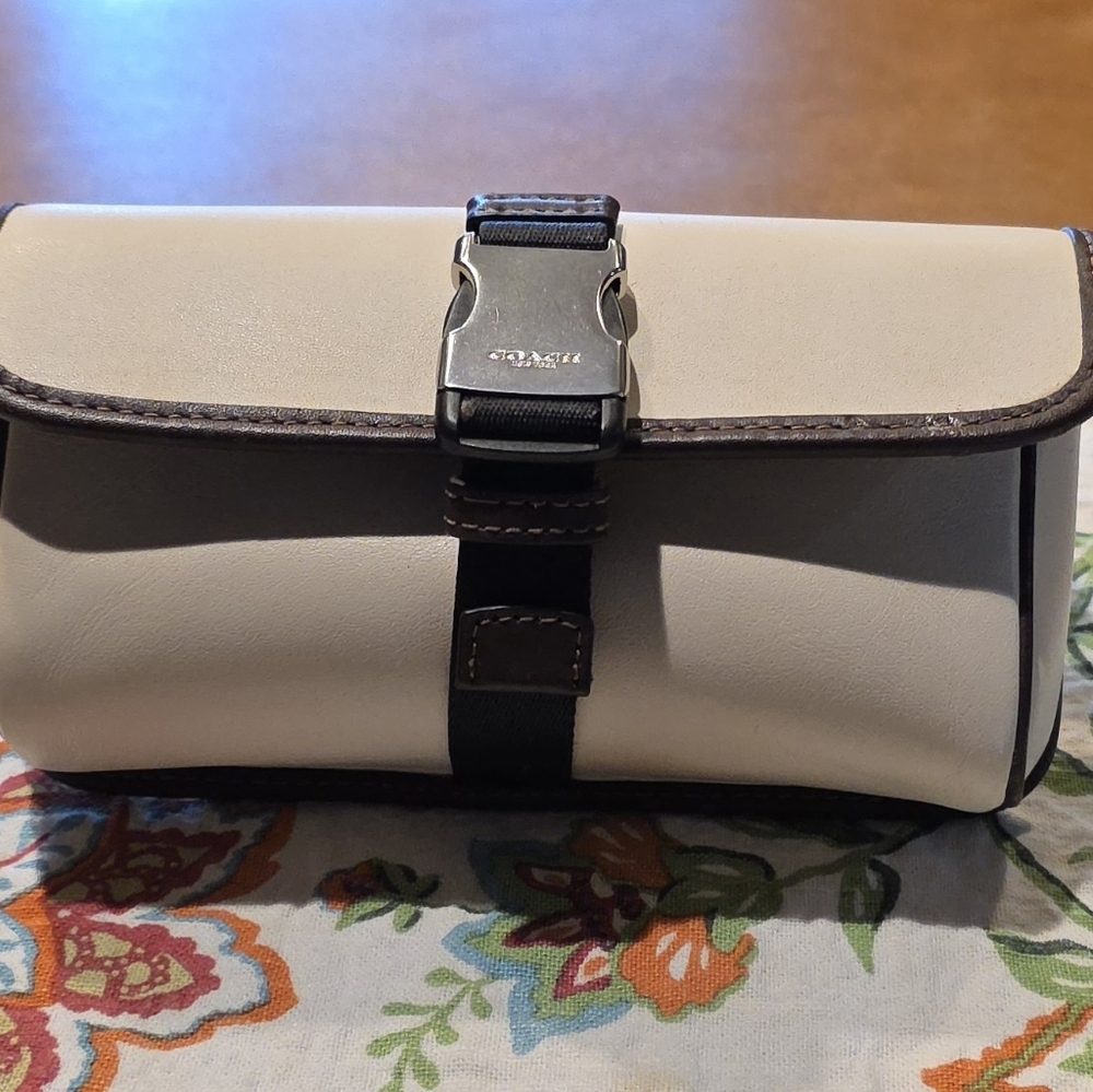 Coach Unisex Cream and Brown Buckle Bag